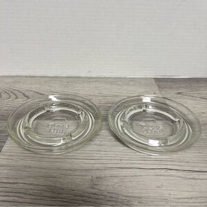 Set of 2 Vintage 1980’s 5” Pizza Hut Glass Embossed Ashtrays